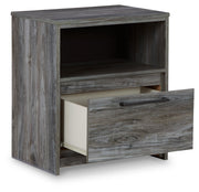 Baystorm Gray Queen Panel Bed with 2 Side Storage, Dresser, Mirror, and Nightstand from Ashley - Lara Furniture