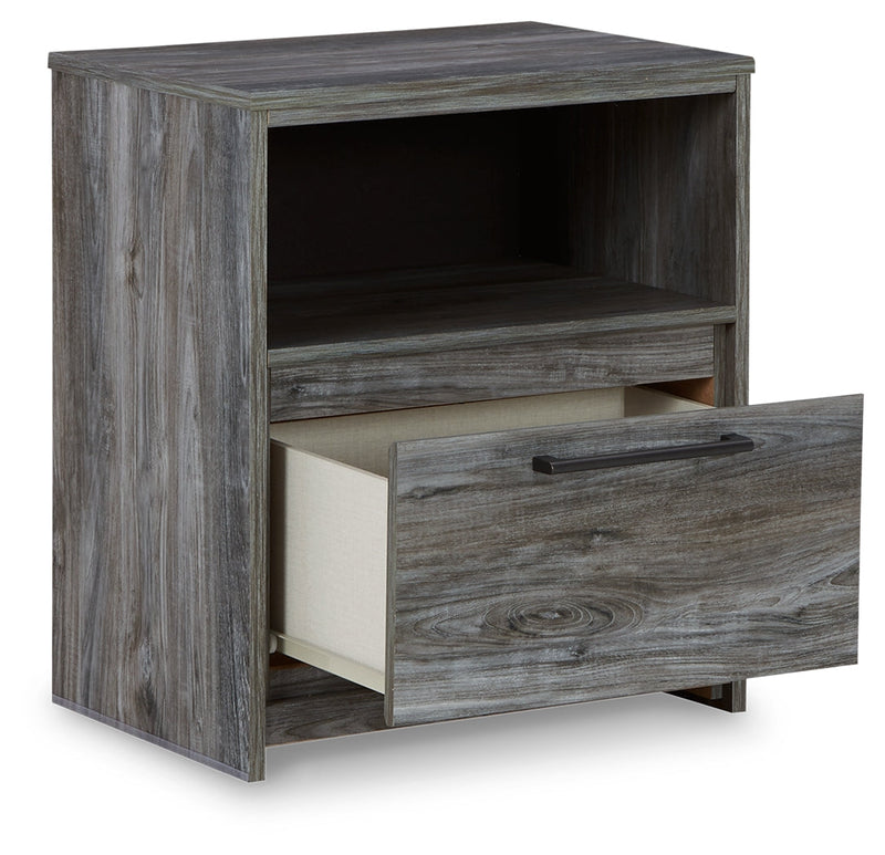 Baystorm Gray Queen Panel Bed with 2 Side Storage, Dresser, Mirror, and Nightstand from Ashley - Lara Furniture