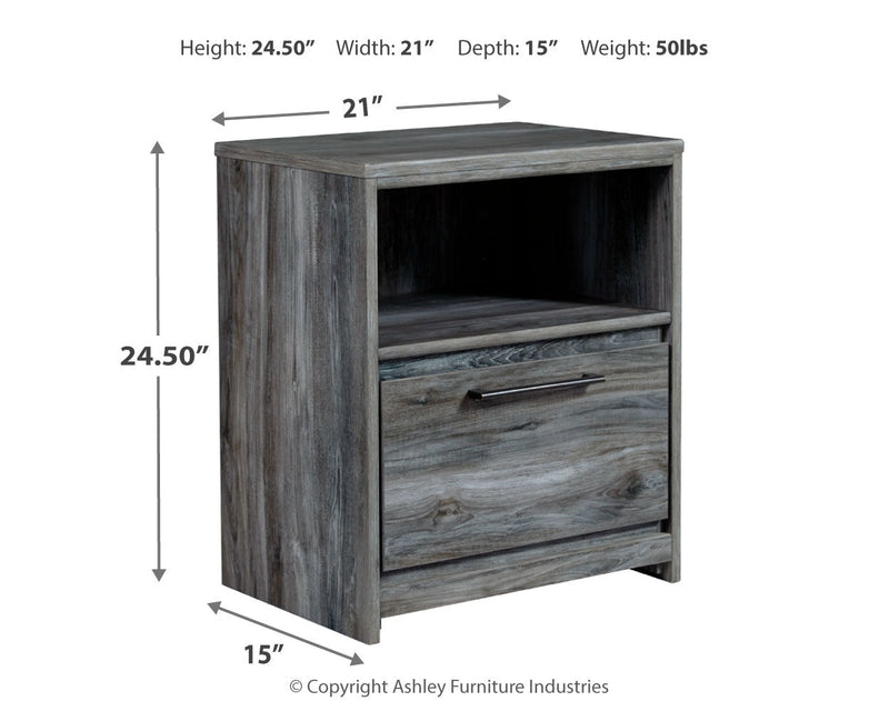 Baystorm Gray Queen Panel Storage Bed with Mirrored Dresser and Nightstand from Ashley - Lara Furniture