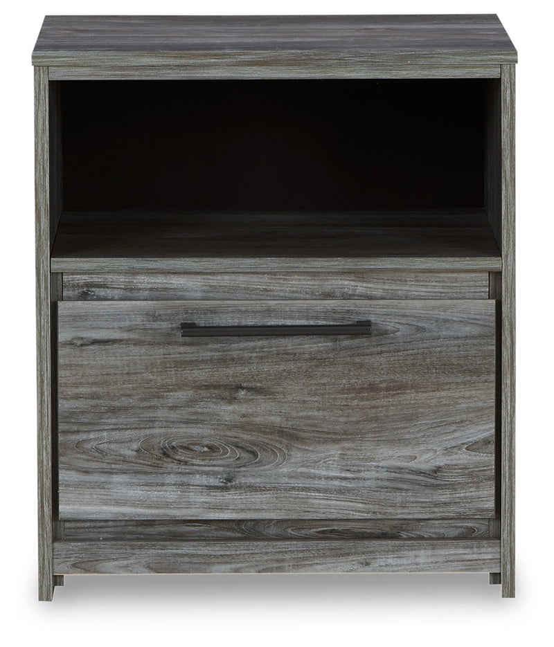 Baystorm Gray Queen Panel Bed with 2 Side Storage, Dresser, Mirror, and Nightstand from Ashley - Lara Furniture