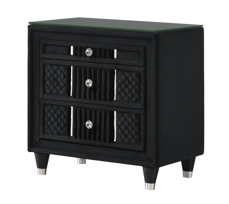 Armany Black Nightstand from Crown Mark - Lara Furniture