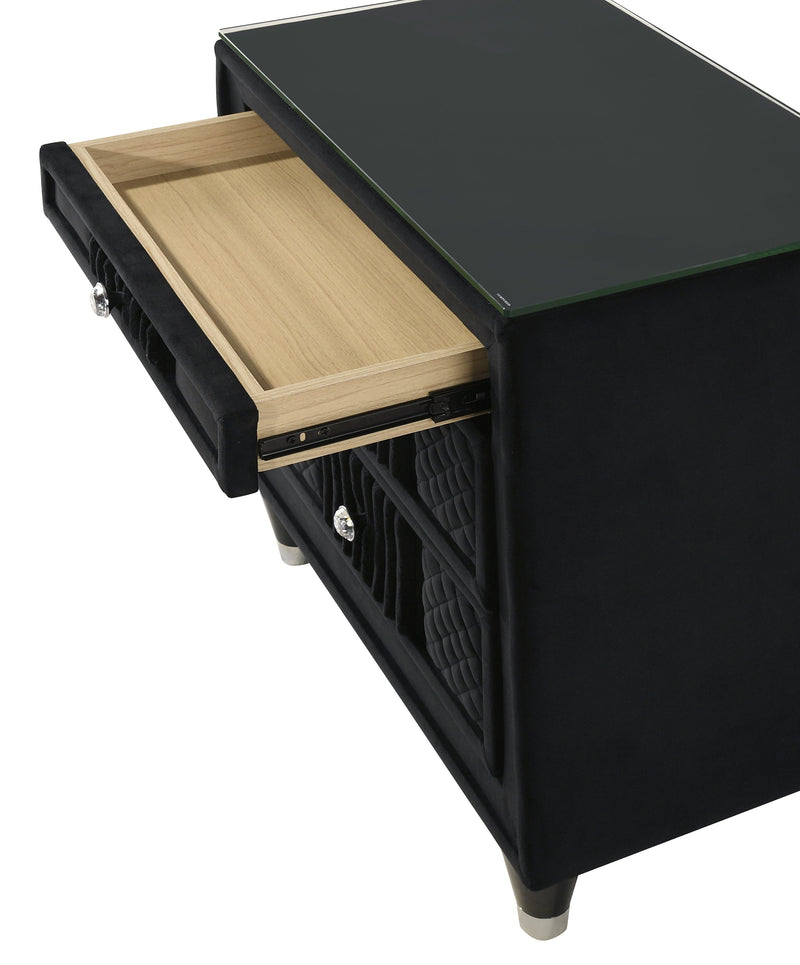 Armany Black Nightstand from Crown Mark - Lara Furniture