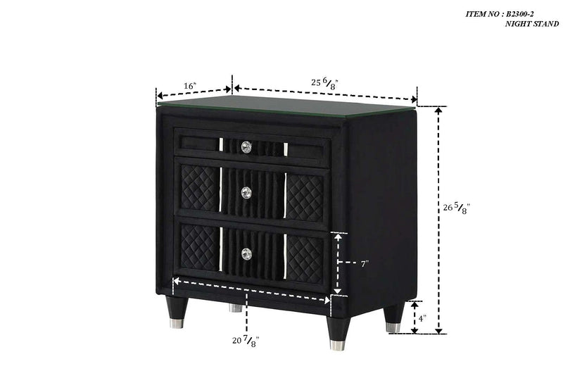 Armany Black Nightstand from Crown Mark - Lara Furniture