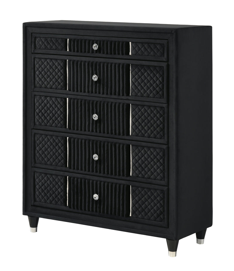 Armany Black Velvet Upholstered Bedroom Set from Crown Mark - Lara Furniture