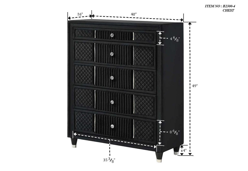 Armany Black Velvet Upholstered Bedroom Set from Crown Mark - Lara Furniture