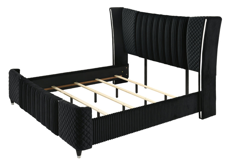 Armany Black Velvet Upholstered Bedroom Set from Crown Mark - Lara Furniture
