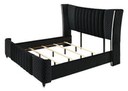 Armany Black Velvet Upholstered Bedroom Set from Crown Mark - Lara Furniture