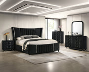 Armany Black Velvet Upholstered King Bed from Crown Mark - Lara Furniture