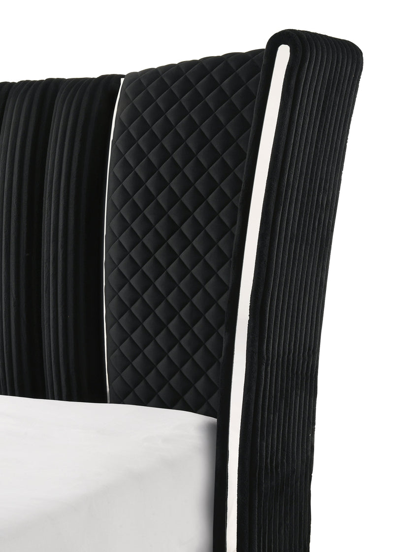 Armany Black Velvet Upholstered Bedroom Set from Crown Mark - Lara Furniture