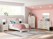 Lawroy Light Natural Twin Panel Bed, Dresser and Mirror from Ashley - Lara Furniture