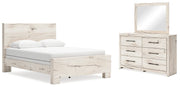 Lawroy Light Natural Queen Panel Bed, Dresser and Mirror from Ashley - Lara Furniture
