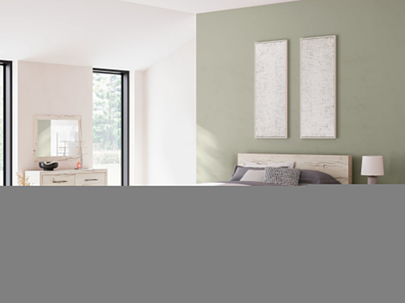 Lawroy Light Natural King Panel Bed, Dresser, Mirror and Nightstand from Ashley - Lara Furniture