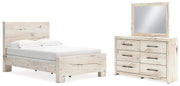 Lawroy Light Natural Full Panel Bed, Dresser and Mirror from Ashley - Lara Furniture