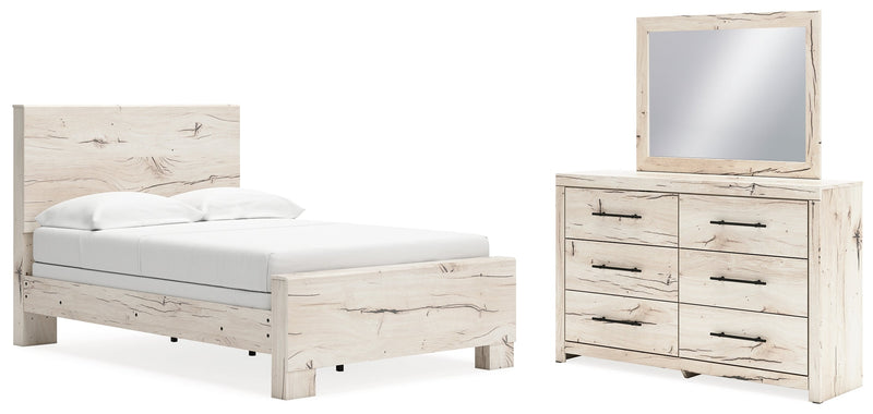 Lawroy Light Natural Full Panel Bed, Dresser and Mirror from Ashley - Lara Furniture