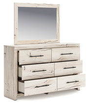 Lawroy Light Natural King Panel Bed, Dresser and Mirror from Ashley - Lara Furniture