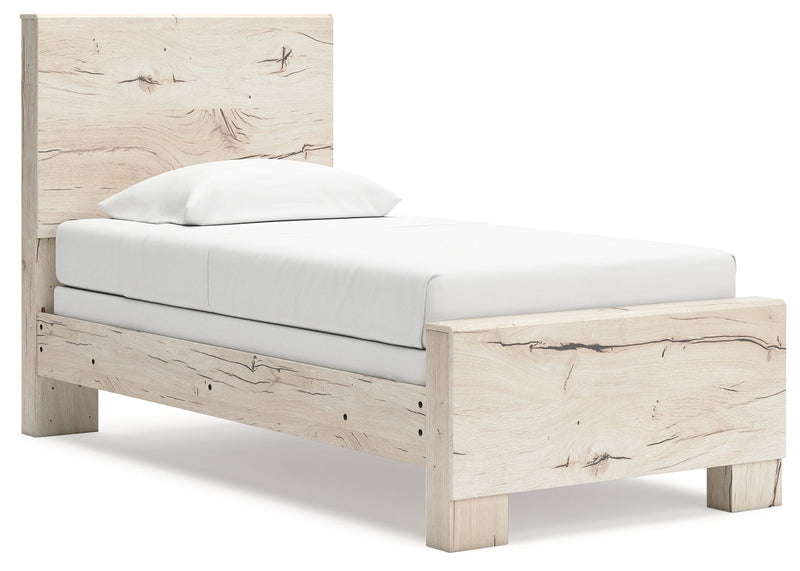 Lawroy Light Natural Twin Panel Bed, Dresser and Mirror from Ashley - Lara Furniture