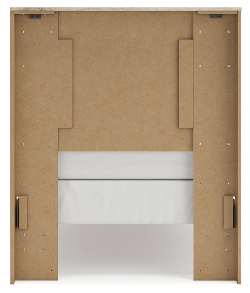 Lawroy Light Natural Twin Panel Bed, Dresser and Mirror from Ashley - Lara Furniture