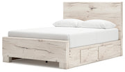 Lawroy Light Natural Queen Panel Bed with Storage, Dresser and Mirror from Ashley - Lara Furniture