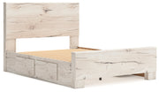 Lawroy Light Natural Queen Panel Bed with Storage, Dresser and Mirror from Ashley - Lara Furniture