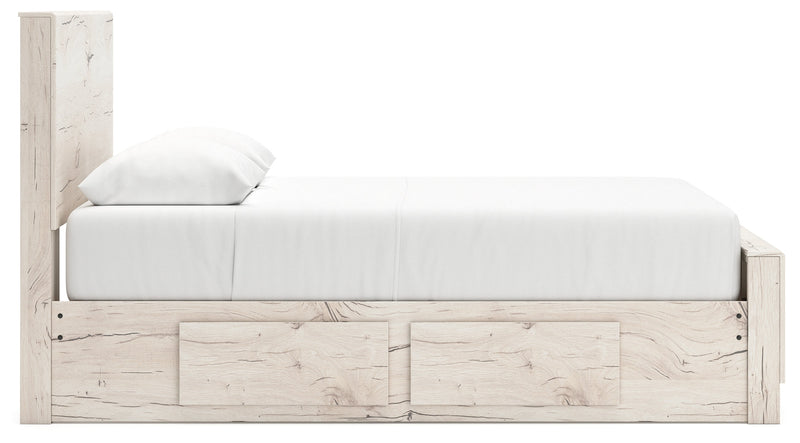 Lawroy Light Natural Queen Panel Bed with Storage, Dresser and Mirror from Ashley - Lara Furniture