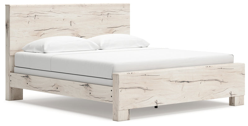 Lawroy Light Natural King Panel Bed, Dresser and Mirror from Ashley - Lara Furniture