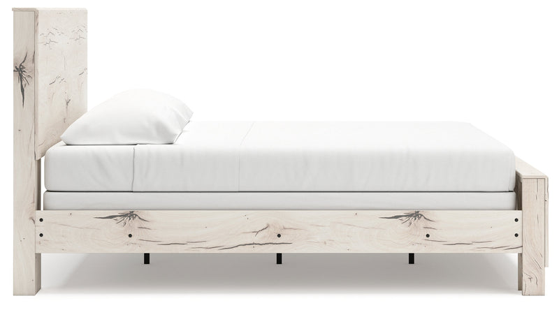 Lawroy Light Natural King Panel Bed, Dresser, Mirror and Nightstand from Ashley - Lara Furniture