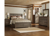 Juararo Dark Brown California King Panel Bed -  Ashley - Lara Furniture