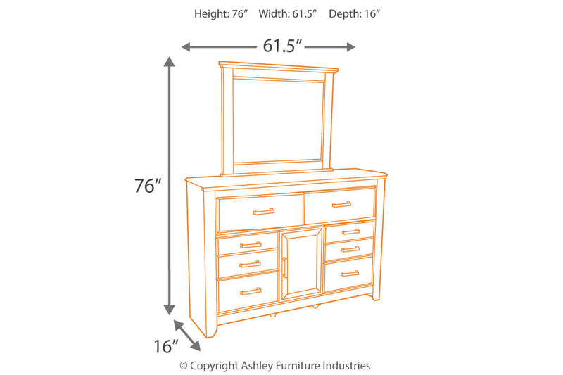 Juararo Dark Brown Dresser and Mirror -  Ashley - Lara Furniture