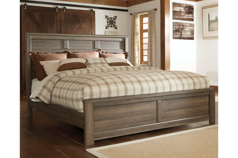 Juararo Dark Brown California King Panel Bed -  Ashley - Lara Furniture