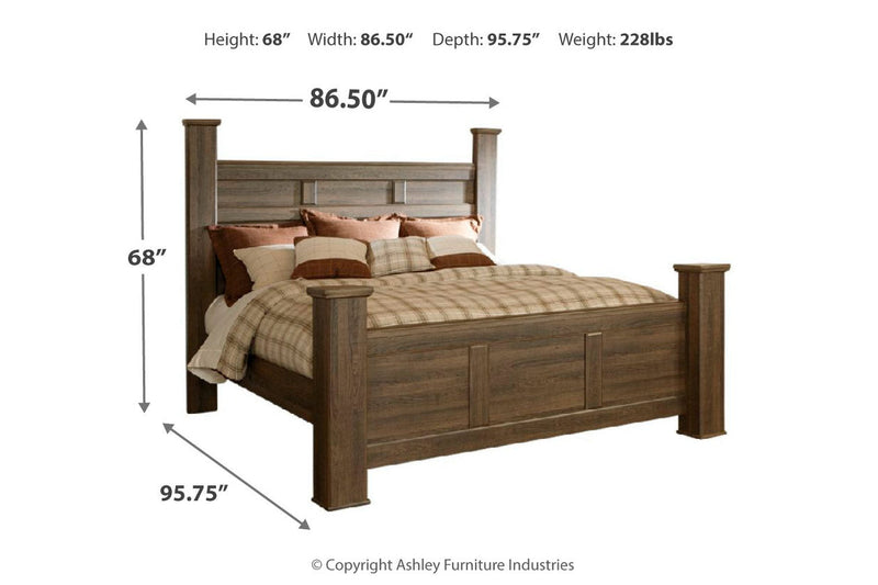 Juararo Dark Brown California King Poster Bed -  Ashley - Lara Furniture