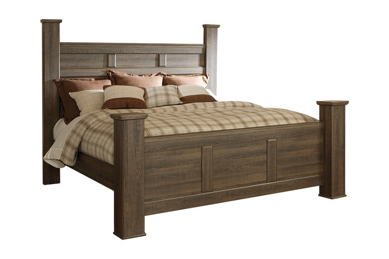 Juararo Dark Brown California King Poster Bed -  Ashley - Lara Furniture