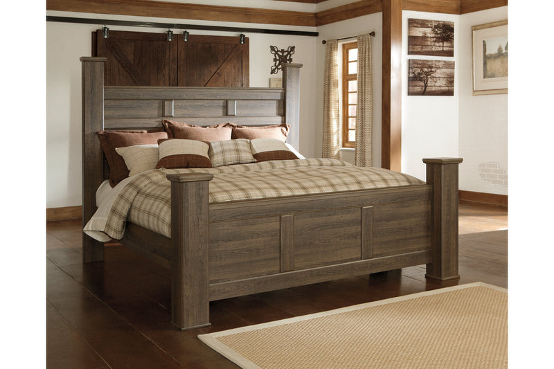 Juararo Dark Brown California King Poster Bed -  Ashley - Lara Furniture