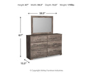 Ralinksi Gray Twin Panel Bed with Mirrored Dresser from Ashley - Lara Furniture
