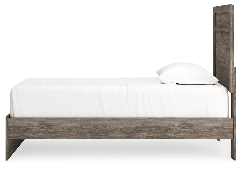 Ralinksi Gray Twin Panel Bed with Mirrored Dresser from Ashley - Lara Furniture