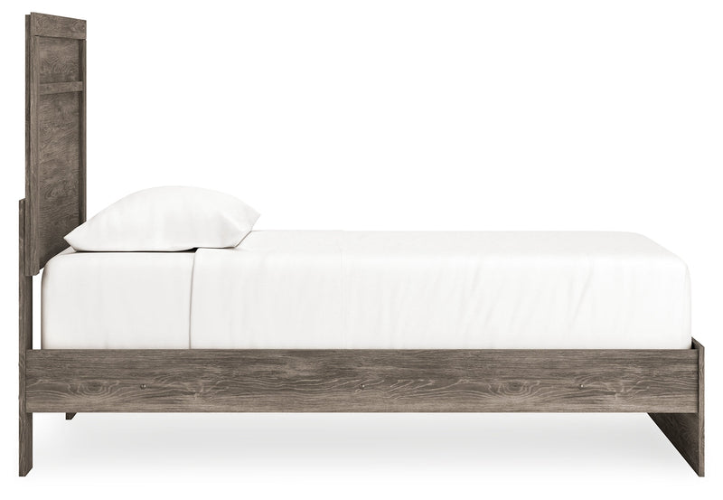 Ralinksi Gray Twin Panel Bed with Mirrored Dresser from Ashley - Lara Furniture