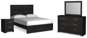 Belachime Charcoal Queen Panel Bed, Dresser, Mirror, and Nightstand from Ashley - Lara Furniture
