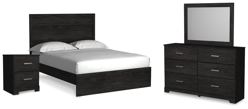 Belachime Charcoal Queen Panel Bed, Dresser, Mirror, and Nightstand from Ashley - Lara Furniture