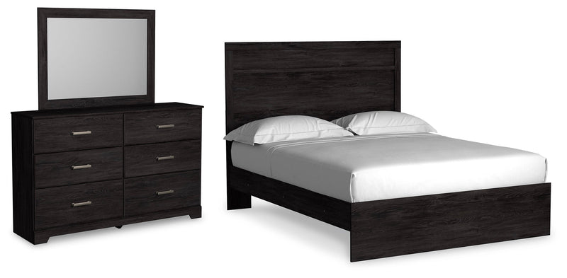 Belachime Charcoal Queen Panel Bed, Dresser and Mirror from Ashley - Lara Furniture