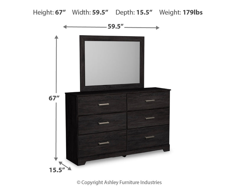 Belachime Charcoal Queen Panel Bed, Dresser and Mirror from Ashley - Lara Furniture