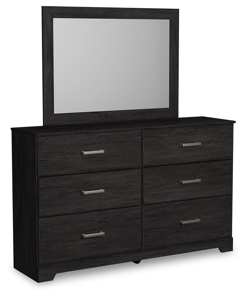 Belachime Charcoal Queen Panel Bed, Dresser and Mirror from Ashley - Lara Furniture