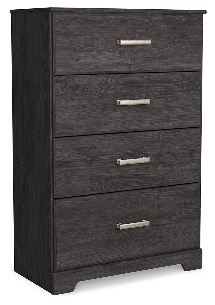 Belachime Charcoal Queen Panel Bed, Dresser, Mirror, Chest and Nightstand from Ashley - Lara Furniture