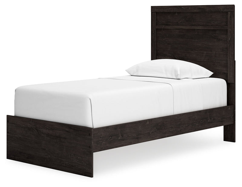 Belachime Charcoal Twin Panel Bed with Mirrored Dresser from Ashley - Lara Furniture