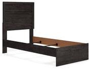 Belachime Charcoal Twin Panel Bed with Mirrored Dresser from Ashley - Lara Furniture