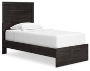 Belachime Charcoal Twin Panel Bed with Mirrored Dresser from Ashley - Lara Furniture