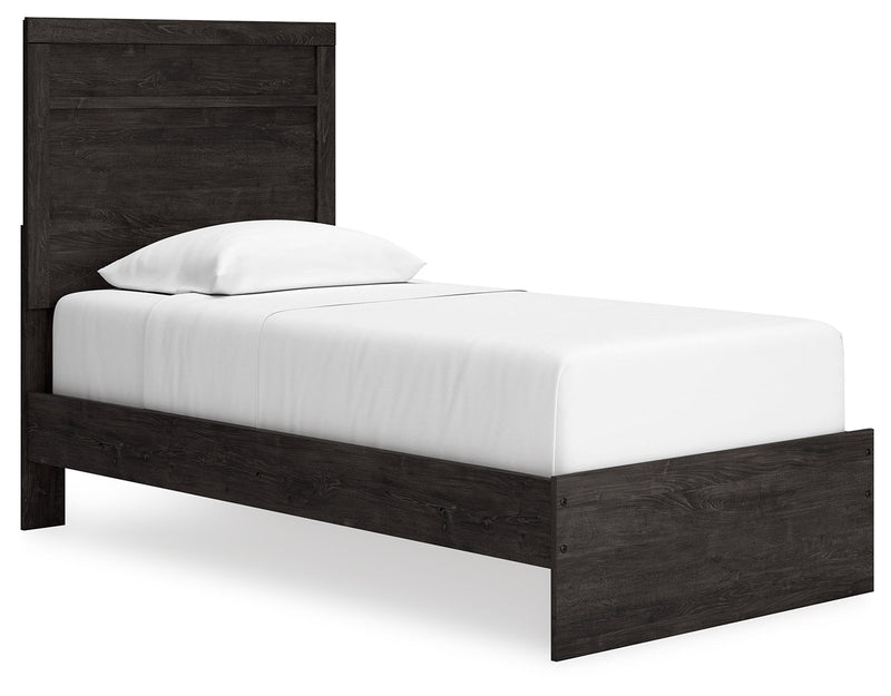 Belachime Charcoal Twin Panel Bed with Mirrored Dresser from Ashley - Lara Furniture