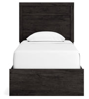 Belachime Charcoal Twin Panel Bed with Mirrored Dresser from Ashley - Lara Furniture