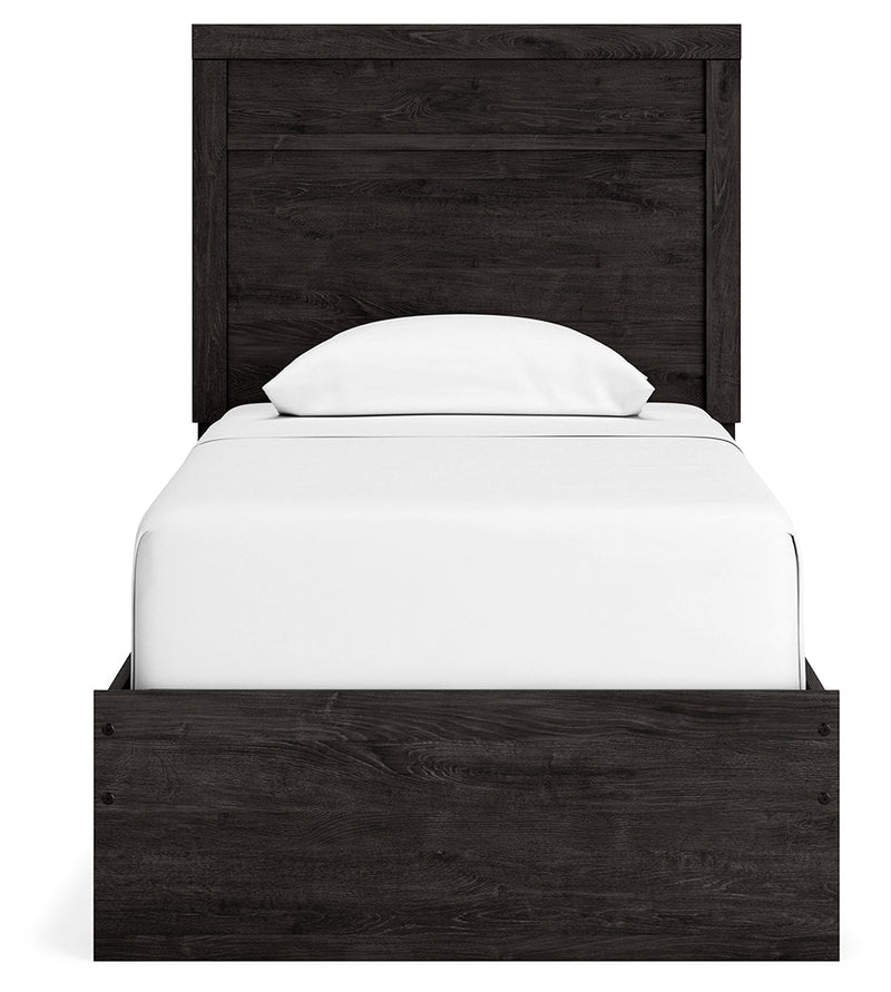 Belachime Charcoal Twin Panel Bed with Mirrored Dresser from Ashley - Lara Furniture