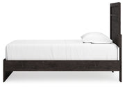 Belachime Charcoal Twin Panel Bed with Mirrored Dresser from Ashley - Lara Furniture