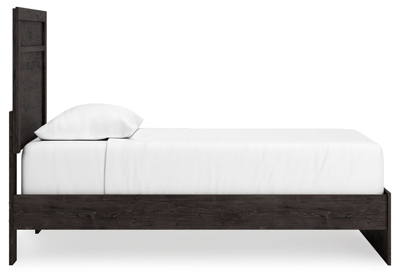 Belachime Charcoal Twin Panel Bed with Mirrored Dresser from Ashley - Lara Furniture
