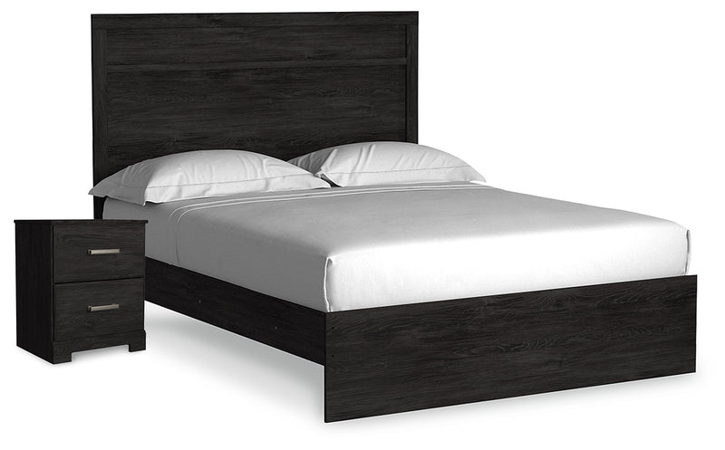 Belachime Charcoal Queen Panel Bed and Nightstand from Ashley - Lara Furniture